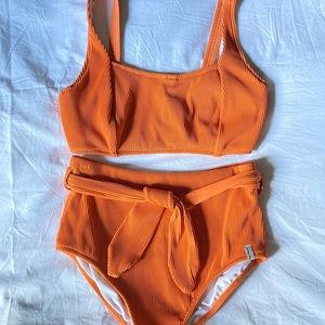 Rhythm Made For Adventure 2-Piece SwimSuit tangerine orange high-waste underwire